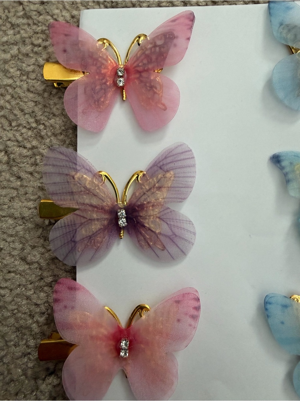 NWOT Aratta Silent Journey-Butterfly Hair Clips Set - Pastel Pink, Purple & Blue - Picture 4 of 14